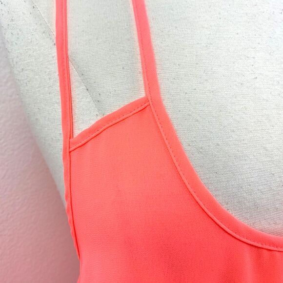 Rue 21 Neon Orange Semi-Sheer Tank Top XL Strapy Bow Whimsy Fairy Boho Layer Y2K - Picture 3 of 8